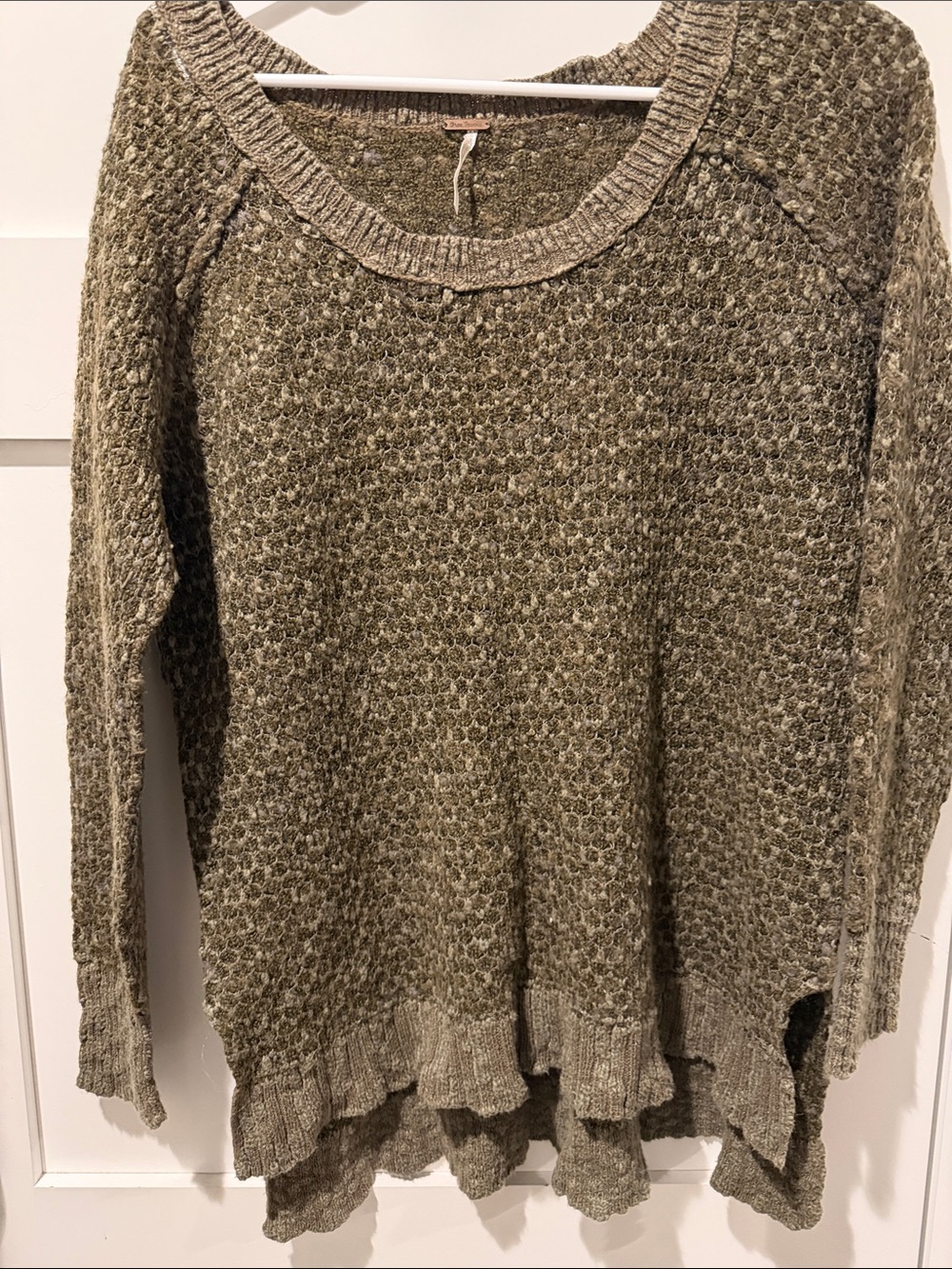 Waffle Knit Olive Green Women’s Sweater